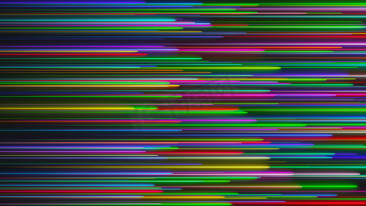 黑色、抽象计算机生成背景、3D 渲染上的许多霓虹灯线