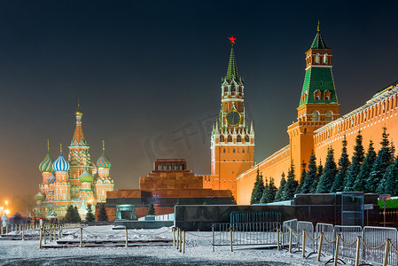俄罗斯莫斯科 — 红场的夜景 — 克里姆林宫的景色，