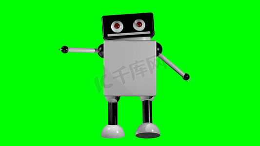 动画跳跃摄影照片_在孤立的背景下行走的机器人。 