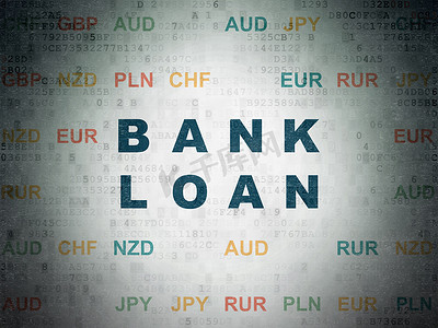 银行概念： 数字数据纸张背景上的银行贷款