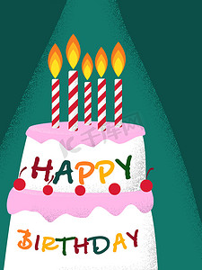 带蜡烛蛋糕摄影照片_一个带蜡烛的生日蛋糕。