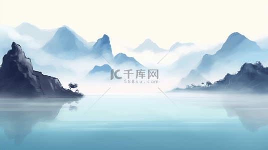 中水墨山水背景图片_简约水墨山水背景