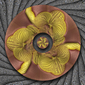 纹理瓷砖上花卉装饰的 3D 插图