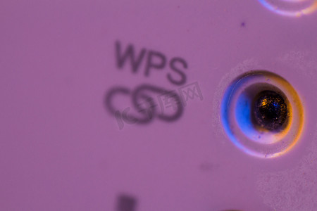 WPS 符号信号连接状态 LED 灯的宏观特写