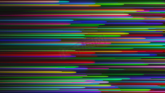 黑色线条抽象摄影照片_黑色、抽象计算机生成背景、3D 渲染上的许多霓虹灯线