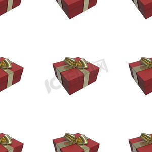 五颜六色和条纹的红色盒子，上面有礼物，在白色背景上系着蝴蝶结。 