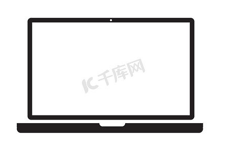按钮简单摄影照片_白色背景上的笔记本电脑图标。