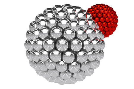 随机化摄影照片_具有混沌结构的低聚金属球体的抽象 3d 渲染