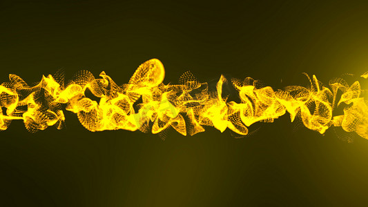 黄色流动粒子摄影照片_与金粒子挥动的抽象背景