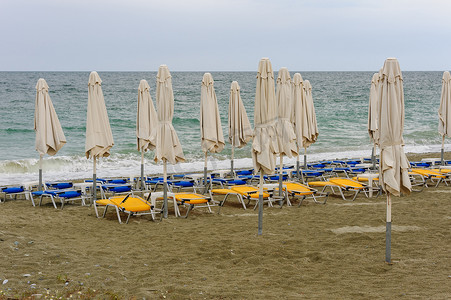 淡季摄影照片_希腊马其顿 Leptokaria 的空海滩