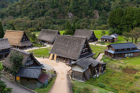 川背景摄影照片_传统的日本白川乡村