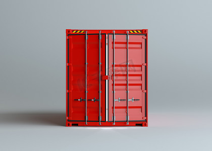 打开有里面光的红色货柜
