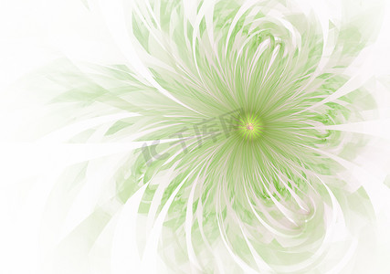 绿色花朵海报摄影照片_柔和柔和的分形绿色花朵计算机生成的图像，用于徽标、设计概念、网页、印刷品、海报。