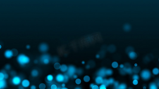 蓝色发光的散景，浅景深，计算机生成的背景，3D 渲染