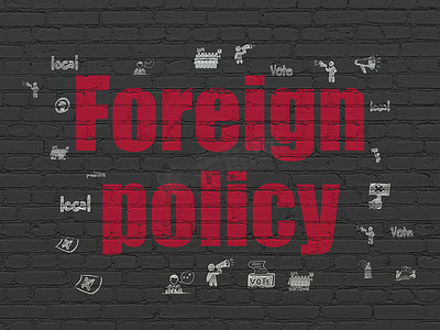 政治概念： 在背景墙上的外交政策