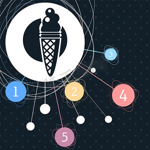 冰淇淋图标摄影照片_冰淇淋图标与背景点和信息图表样式。