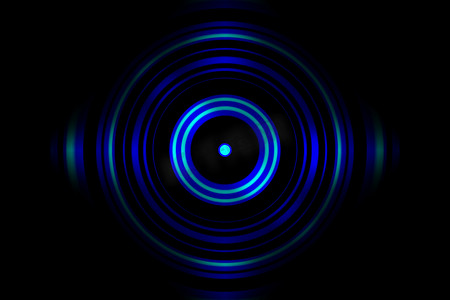 蓝光冷风摄影照片_声波振荡蓝光与圆旋转抽象 bac