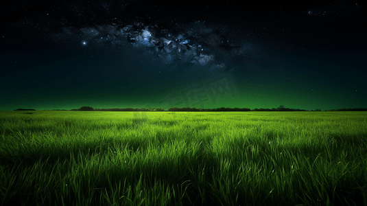星夜下的绿草地
