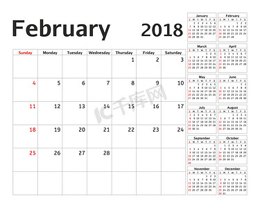 2018 年的简单日历规划器。