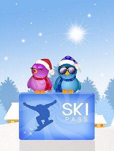 滑雪通行证的插图
