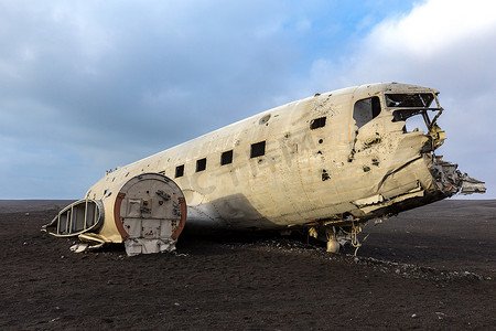 飞机残骸摄影照片_飞机残骸 冰岛