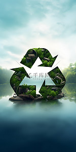 环保回收背景背景图片_环保标记绿色自然背景