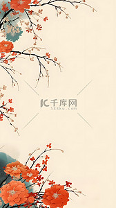 中国画水墨背景背景图片_国画花朵边框背景