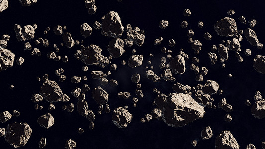 宇宙岩石摄影照片_小行星带