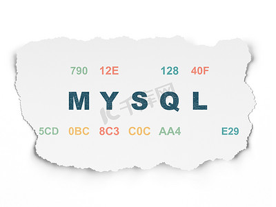 软件推广摄影照片_编程概念： 撕纸背景上的 MySQL