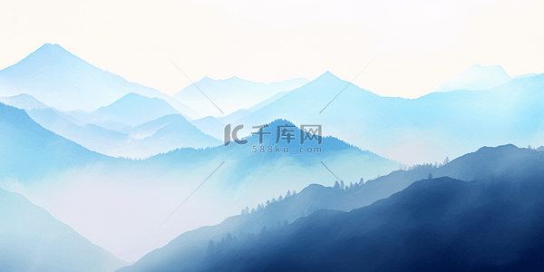 背景淡蓝色背景图片_清明节清明中国风简约山脉山纹背景