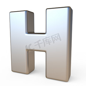 字迹字体摄影照片_金属字体 LETTER H 3D