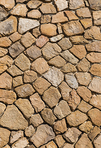不规则的石头摄影照片_棕色堆积的石头墙