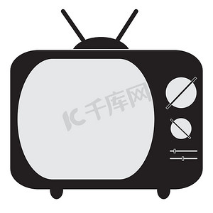 白色背景上的旧电视（电视）图标。