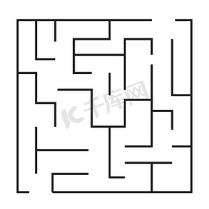 黑色正方形摄影照片_迷宫益智游戏图标。