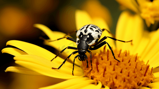 白花上的黄黑蜘蛛