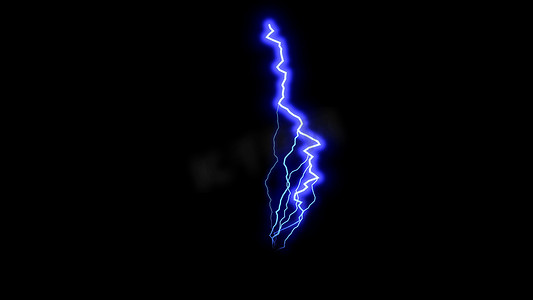 黑色空间中的蓝色闪电，美丽的暴风雨天空，3d 渲染背景，计算机生成