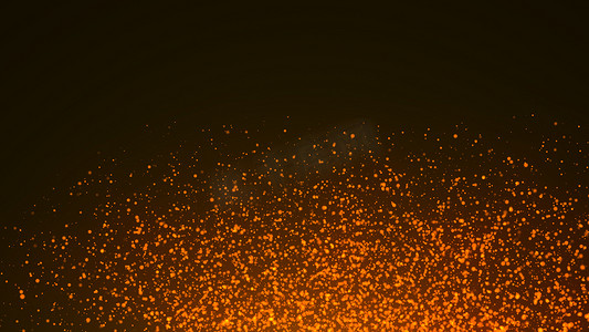 粒子爆炸摄影照片_具有景深的橙色和金色余烬或粒子爆炸