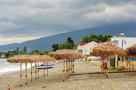 希腊马其顿 Leptokaria 的空海滩