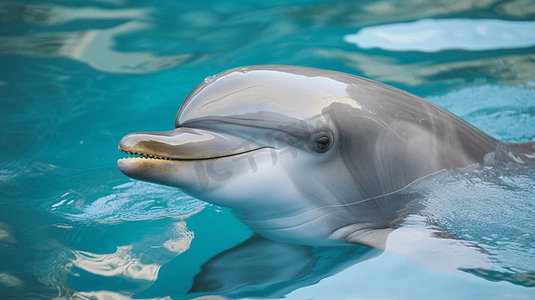 白天头部露出水面的海豚