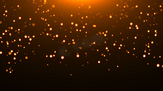 黑色上闪闪发光的金色圆圈，许多粒子，庆祝的 3d 渲染背景，五彩纸屑的爆炸