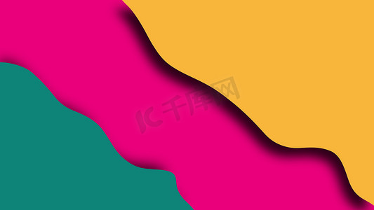 带层的简单波浪彩色形状，3d 渲染现代创意，计算机生成