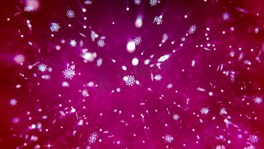 紫色的雪花摄影照片_新年快乐雪花和闪亮的雪球