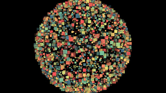 创意黑色方块摄影照片_由彩色方块形成的球体的抽象背景。