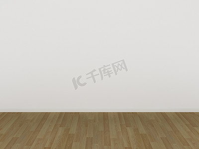 白色和木地板，3d
