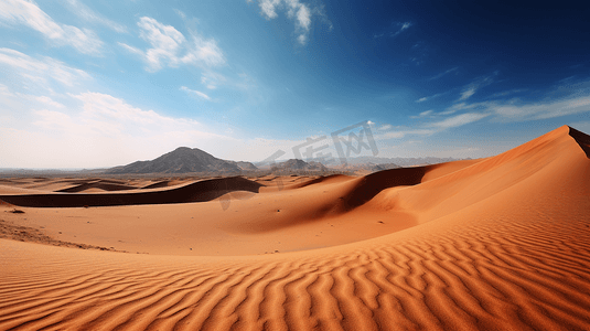 风沙吹散摄影照片_蓝天下的大片沙漠