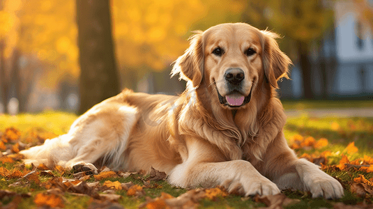 金毛猎犬白天躺在地上