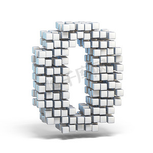 白色体素立方体字体数字 0 零 3D