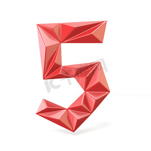 红色现代三角字体数字 FIVE 5 3D