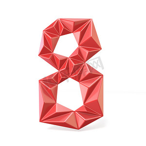 红色现代三角字体数字八 8 3D