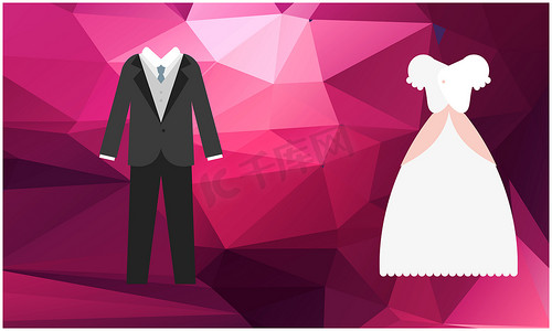 婚礼背景板摄影照片_抽象背景下情侣婚纱的模拟插图